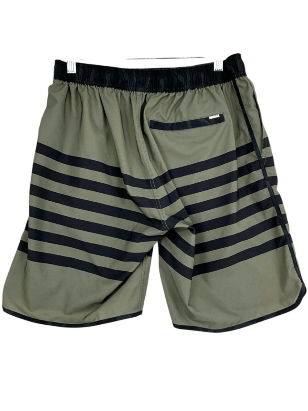Vuori Banks Shorts Mens Medium Olive Green Striped Unlined Elastic Waist Pockets - Picture 4 of 10
